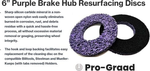 2 Pack 6" Replacement Pad for Hub Cleaning Tool, Hook & Loop Brake Wheel Hub Purple Resurfacing & Cleaning Disc, Compatible for use with Bilitools, Steelman, Hazet & Mueller-Kueps Holders in Saudi Arabia
