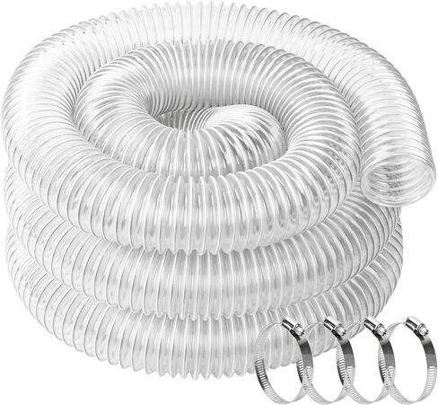 خرطوم جمع الغبار PVC من NEAGLORY مقاس 6.35 سم × 50.8 سم، دخان شفاف مرن مقاوم للثقب مع ملف سلك فولاذي كربوني لأنظمة جمع الغبار، عبوة واحدة in Kuwait