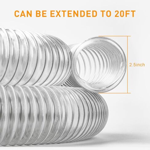 خرطوم جمع الغبار PVC من NEAGLORY مقاس 6.35 سم × 50.8 سم، دخان شفاف مرن مقاوم للثقب مع ملف سلك فولاذي كربوني لأنظمة جمع الغبار، عبوة واحدة in Kuwait