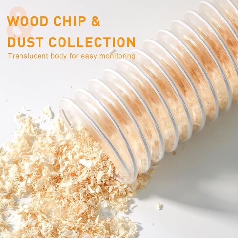 خرطوم جمع الغبار PVC من NEAGLORY مقاس 6.35 سم × 50.8 سم، دخان شفاف مرن مقاوم للثقب مع ملف سلك فولاذي كربوني لأنظمة جمع الغبار، عبوة واحدة in Kuwait