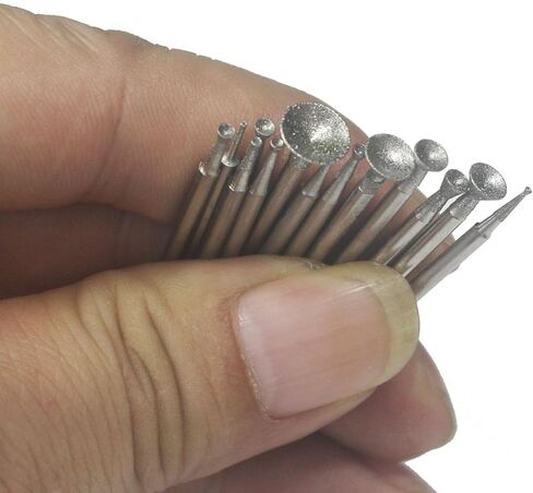 𝐋𝐮𝐨 𝐤𝐞 13 Pcs Diamond Burr - 3/32'' Shank Diamond Burs Stone Carving Bits for Dremel Rotary Tools(Cylinder Shape) in Saudi Arabia