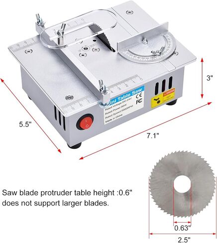 YXQ Mini Table Saw S3 Portable Precision Craft Table Saw, 1/2" Adjustable Cut Depth, Seven Speed Adjustable Power Supply, Small Hobby Table Saw for DIY Woodworking Metal Plastic Cutting in Saudi Arabia
