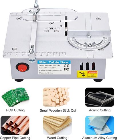 YXQ Mini Table Saw S3 Portable Precision Craft Table Saw, 1/2" Adjustable Cut Depth, Seven Speed Adjustable Power Supply, Small Hobby Table Saw for DIY Woodworking Metal Plastic Cutting in Saudi Arabia