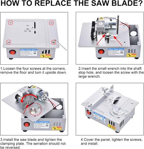 YXQ Mini Table Saw S3 Portable Precision Craft Table Saw, 1/2" Adjustable Cut Depth, Seven Speed Adjustable Power Supply, Small Hobby Table Saw for DIY Woodworking Metal Plastic Cutting in Saudi Arabia
