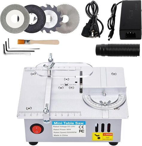 YXQ Mini Table Saw S3 Portable Precision Craft Table Saw, 1/2" Adjustable Cut Depth, Seven Speed Adjustable Power Supply, Small Hobby Table Saw for DIY Woodworking Metal Plastic Cutting in Saudi Arabia