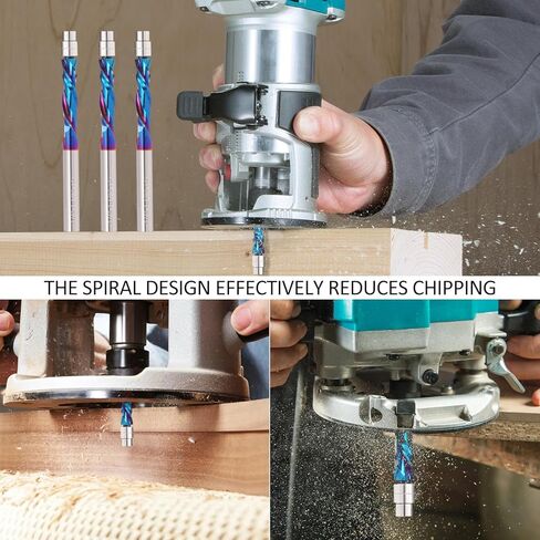 لقمة توجيه لولبية مضغوطة بقص 1/2 بوصة، لقمة توجيه حلزونية للأعلى مع محمل سفلي، طول القطع 1-5/8 بوصة، لقمة تشذيب مغلفة بقطع فلوش، لقمة نمط للأعمال الخشبية in Kuwait