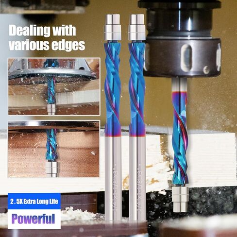 لقمة توجيه لولبية مضغوطة بقص 1/2 بوصة، لقمة توجيه حلزونية للأعلى مع محمل سفلي، طول القطع 1-5/8 بوصة، لقمة تشذيب مغلفة بقطع فلوش، لقمة نمط للأعمال الخشبية in Kuwait