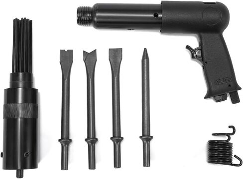 مجموعة مطرقة هوائية بإبرة خمول 190 درجة للخدمة الشاقة مع ملحق قشارة إبرة ومجموعة إزميل 4 قطع، قوية in Kuwait