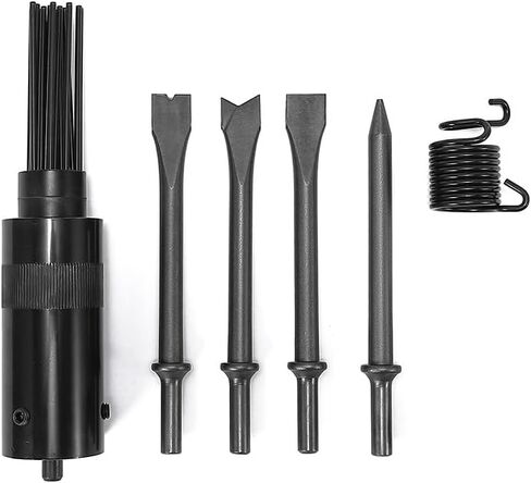 مجموعة مطرقة هوائية بإبرة خمول 190 درجة للخدمة الشاقة مع ملحق قشارة إبرة ومجموعة إزميل 4 قطع، قوية in Kuwait