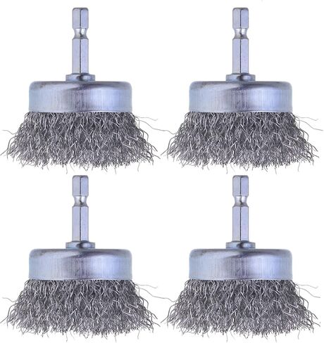 2 Pack WENORA Wire Brush Set for Drill, 1/4 Inch Hex Shank, 0.010 Inch Coarse Carbon Steel Drill Brush, Rust Removal - 2 Inch in Saudi Arabia
