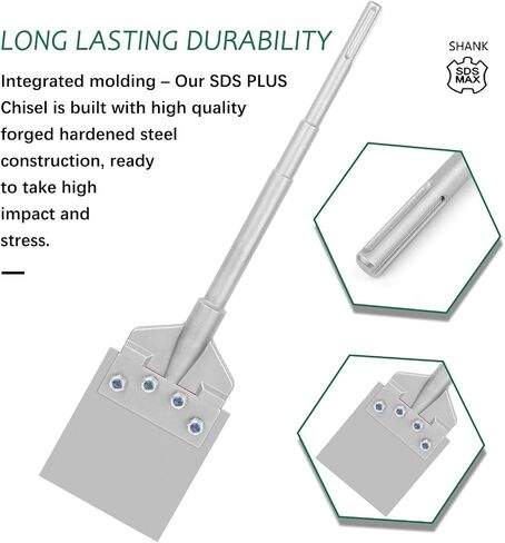 IPOLLOBIT Chisel SDS Max Chisel 6-inch Floor Scraper Chisel Bit Features A 6" Wide Blade and 25" Long Handle, Made of Alloy Steel for Use with Rotary Hammer Drill Machine. (6x25 Inch) in Saudi Arabia