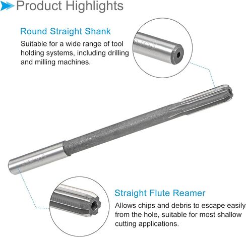 Chucking Reamer, 6mm Cutting Diameter 6 Flutes H8, High Speed Steel Round Shank Reaming Drill Bit - (Applications: for Aluminum Iron Copper Plastic Wood) in Saudi Arabia