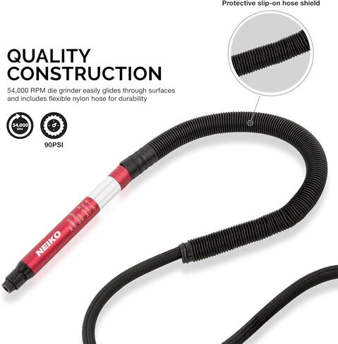 مطحنة هواء صغيرة من نيكو 10649A | سعة 1/8 بوصة (3 مم) | نوع القلم الرصاص | 54,000 دورة في الدقيقة | لتنظيف القوالب، والدوارات، وألواح الدعم، ووسادات الفرامل، والحوامل، وما إلى ذلك (عبوة من 40 قطعة) in Kuwait