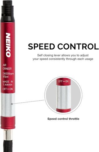 مطحنة هواء صغيرة من نيكو 10649A | سعة 1/8 بوصة (3 مم) | نوع القلم الرصاص | 54,000 دورة في الدقيقة | لتنظيف القوالب، والدوارات، وألواح الدعم، ووسادات الفرامل، والحوامل، وما إلى ذلك (عبوة من 40 قطعة) in Kuwait