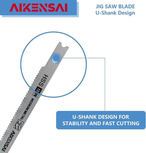 30 قطعة 6T 8T 10T 14T 18T 24TJigsaw Blades U Shank للخشب والبلاستيك المعدني مجموعة شفرات المنشار المتوافقة مع U-Shank Jig Saws Bosch DeWALT SKIL Black and Decker إلخ in Kuwait