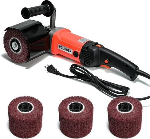 ماكينة صنفرة طبلة محمولة، 6 أدوات تلميع متغيرة السرعة، أداة تلميع 1400 وات، آلة تلميع، أداة ترطيب السطح مع عجلة تلميع 4 × 4.7 بوصة لبلاط السيراميك الخشبي والفولاذ المقاوم للصدأ المعدني in Kuwait