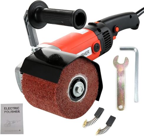 ماكينة صنفرة طبلة محمولة، 6 أدوات تلميع متغيرة السرعة، أداة تلميع 1400 وات، آلة تلميع، أداة ترطيب السطح مع عجلة تلميع 4 × 4.7 بوصة لبلاط السيراميك الخشبي والفولاذ المقاوم للصدأ المعدني in Kuwait
