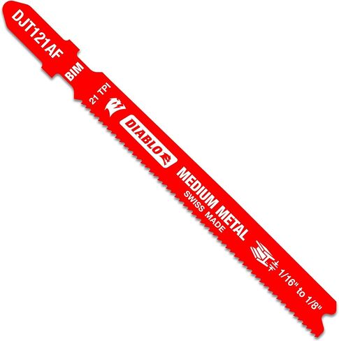 Diablo by Freud DJT121AF5 3-3/8 in. 21 TPI Bi-Metal T-Shank Jig Saw Blades for Medium Metal (5-Pack) in Saudi Arabia