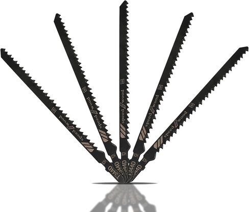 5 Pcs T344D T Shank Jigsaw Blades, 6 TPI Jig Saw Blades 6 Inch Jigsaw Blades, HCS Jig Saw Blades Wood Jigsaw Blades for Plastic Chipboards Plywood Hardwood Quick Cutting in Saudi Arabia
