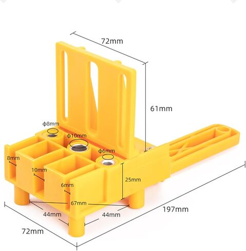 Improved Handheld Dowel Jig Kit, Dowling Jig 14-Piece Accessory Set for Efficient Corner Edge Surface Joints Works with Lumber 1/2" to 1-1/2" Thick （Yellow） in Saudi Arabia