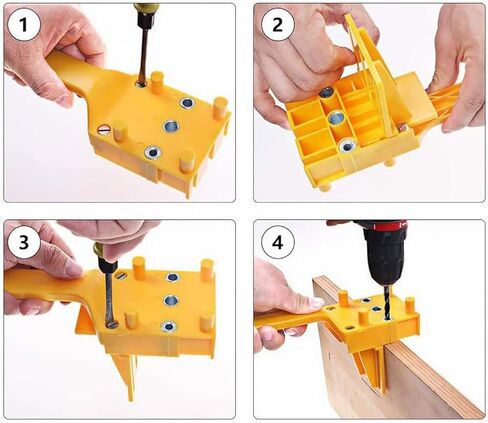 Improved Handheld Dowel Jig Kit, Dowling Jig 14-Piece Accessory Set for Efficient Corner Edge Surface Joints Works with Lumber 1/2" to 1-1/2" Thick （Yellow） in Saudi Arabia