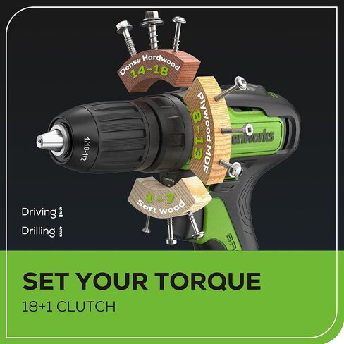 Greenworks 24V مثقاب مطرقي لاسلكي / مثقاب مع بطارية وشاحن، عزم دوران 530 رطل، ظرف بدون مفتاح 1/2 بوصة، تحكم في السرعة المتغيرة، متضمن 5 قطع مثقاب in Saudi Arabia