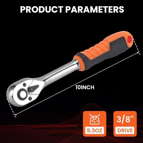 3/8" Drive Handle Ratchet, 72 Tooth Ratchet Torque Wrench with Quick-release and Reversible Switch for Car Repair, ‎RH60X in Kuwait