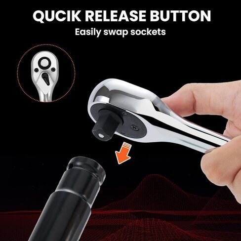 3/8" Drive Handle Ratchet, 72 Tooth Ratchet Torque Wrench with Quick-release and Reversible Switch for Car Repair, ‎RH60X in Kuwait