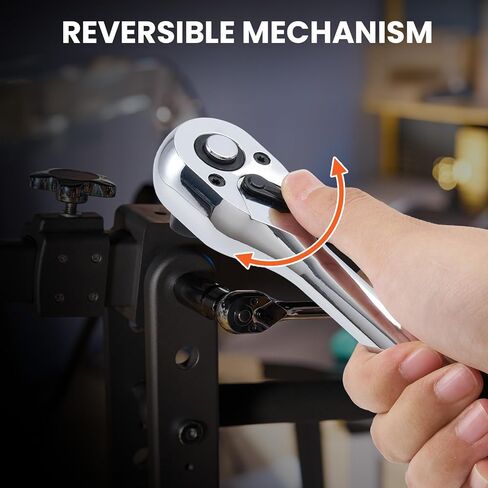 3/8" Drive Handle Ratchet, 72 Tooth Ratchet Torque Wrench with Quick-release and Reversible Switch for Car Repair, ‎RH60X in Kuwait