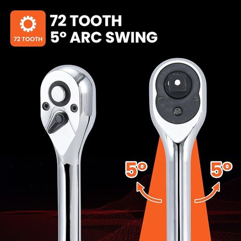 3/8" Drive Handle Ratchet, 72 Tooth Ratchet Torque Wrench with Quick-release and Reversible Switch for Car Repair, ‎RH60X in Kuwait
