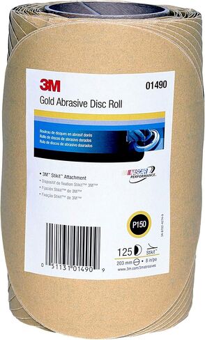 3M Stikit Gold Paper Disc Roll, 216U, 01490, 8 in, P150 grade, 125 Discs Per Roll, Automotive Abrasive Disc in Saudi Arabia