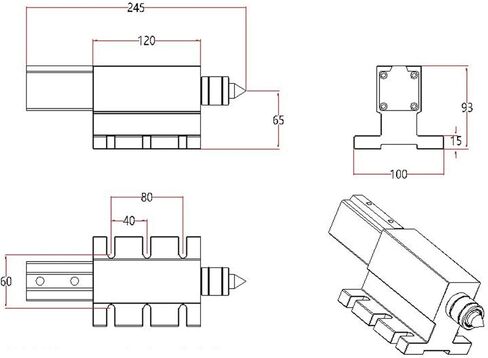 CNCTOPBAOS هوائي Tailstock متحرك أعلى كشتبان CNC حفارة رأس الفهرسة للمحور الروتاري A المحور الرابع المحور الرابع CNC جهاز التوجيه آلة Tailstock بالقطع مركز طحن مخرطة ارتفاع المركز 65 مم in Kuwait