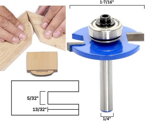 sinoprotools البسكويت راوتر بت 1/4 بوصة عرقوب، البسكويت المشترك فتحة القاطع راوتر بت، الخشب البسكويت فتحة القاطع، أداة قطع النجارة (الأزرق، 10 #) in Kuwait