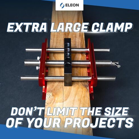 Eleon - Self Centering Dowel Jig with Elongated Jaws and Extra Wide Clamp - Precision Woodworking Made Effortless - Lasting Craftsmanship - Durable Aluminum Alloy Dowel Drill Guide - Red in Saudi Arabia