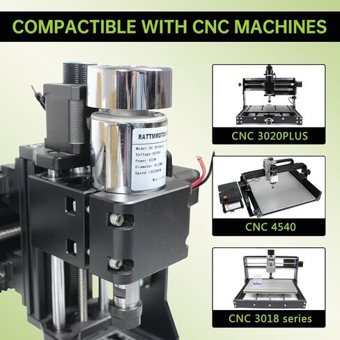 RATTMMOTOR CNC مجموعة محرك المغزل، 400 واط ER16 محرك المغزل المبرد بالهواء 52 مم 12-48 فولت تيار مستمر 12000 دورة في الدقيقة + محول طاقة سرعة المغزل AC110V/220 فولت مع وظيفة Mach3 + حامل عمود دوران 52 مم لجهاز التوجيه CNC in Saudi Arabia