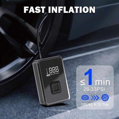 منفاخ إطارات ضاغط هواء محمول 150 رطل لكل بوصة مربعة مضخة هواء كهربائية لاسلكية للسيارة والدراجة النارية والدراجة ومقياس ضغط الإطارات الكروي in Kuwait