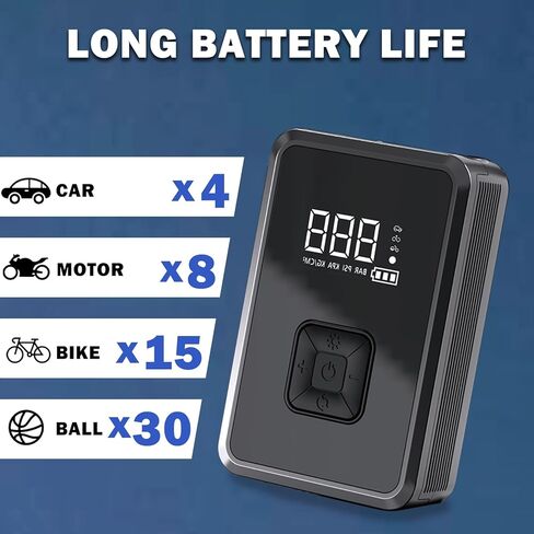 منفاخ إطارات ضاغط هواء محمول 150 رطل لكل بوصة مربعة مضخة هواء كهربائية لاسلكية للسيارة والدراجة النارية والدراجة ومقياس ضغط الإطارات الكروي in Kuwait