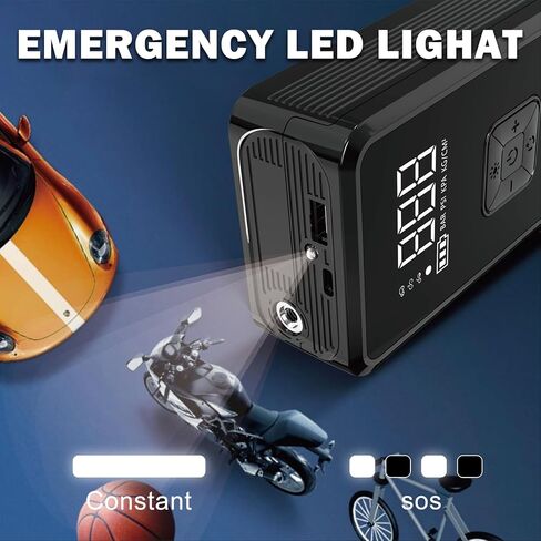 منفاخ إطارات ضاغط هواء محمول 150 رطل لكل بوصة مربعة مضخة هواء كهربائية لاسلكية للسيارة والدراجة النارية والدراجة ومقياس ضغط الإطارات الكروي in Kuwait