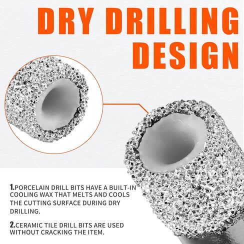 7 PCS Dry Diamond Drill Bits Set Core Drill Bit Set for Porcelain Granite Tile Ceramic Stone Glass (NOT for Wood) Diamond Hole Saw Kit Round Shank with 3/16.1/4, 5/16, 3/8, 9/16, 5/8 Inch in Saudi Arabia