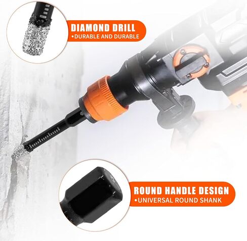 7 PCS Dry Diamond Drill Bits Set Core Drill Bit Set for Porcelain Granite Tile Ceramic Stone Glass (NOT for Wood) Diamond Hole Saw Kit Round Shank with 3/16.1/4, 5/16, 3/8, 9/16, 5/8 Inch in Saudi Arabia