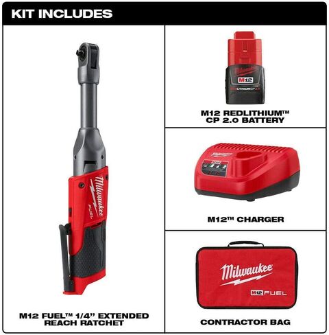 Milwaukee 2559-21 M12 FUEL 1/4" Extended Reach Ratchet Kit in Saudi Arabia