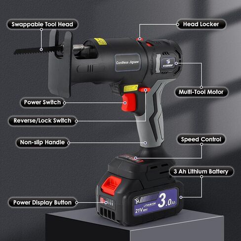 Cordless Power 4-Tool Combo Kit with 3Ah Lithium Battery and Storage Box, Multi-Functional Tool Set for Home Garden DIY (Wood Working & Polishing Tools Set) in Saudi Arabia