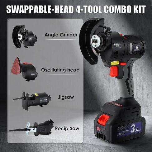 Cordless Power 4-Tool Combo Kit with 3Ah Lithium Battery and Storage Box, Multi-Functional Tool Set for Home Garden DIY (Wood Working & Polishing Tools Set) in Saudi Arabia