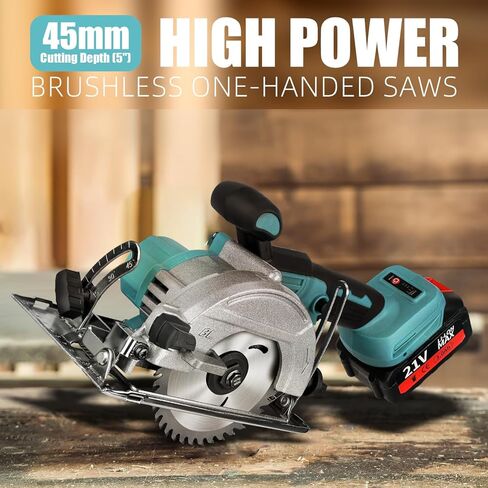 Circular Saw With Battery，Cordless Circular With Graduated Parallel Guides, Max Cut Depth 1-11/16" (0-90°) Adjustment, For Wood, Branches, Compressed Boards, PVC Pipes in Kuwait