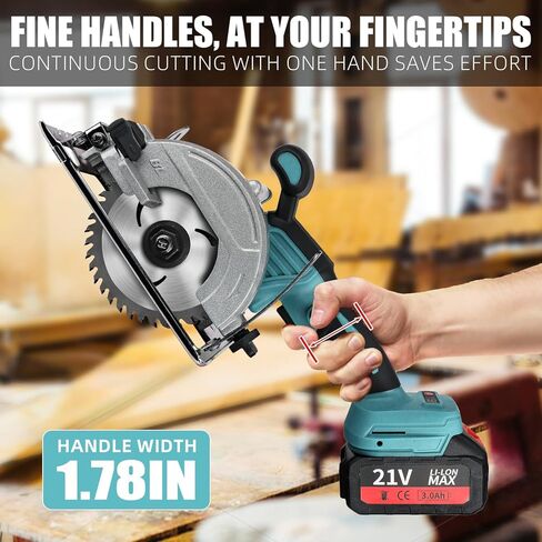 Circular Saw With Battery，Cordless Circular With Graduated Parallel Guides, Max Cut Depth 1-11/16" (0-90°) Adjustment, For Wood, Branches, Compressed Boards, PVC Pipes in Kuwait