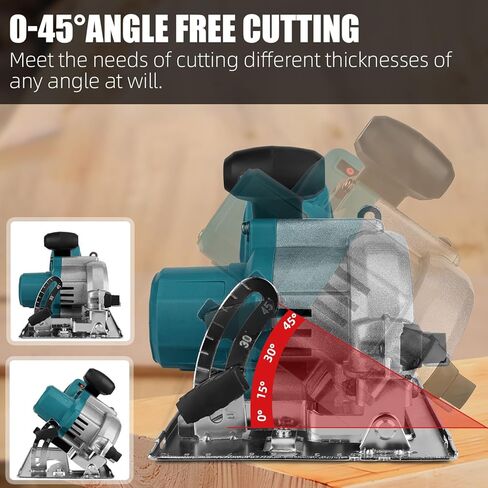 Circular Saw With Battery，Cordless Circular With Graduated Parallel Guides, Max Cut Depth 1-11/16" (0-90°) Adjustment, For Wood, Branches, Compressed Boards, PVC Pipes in Kuwait