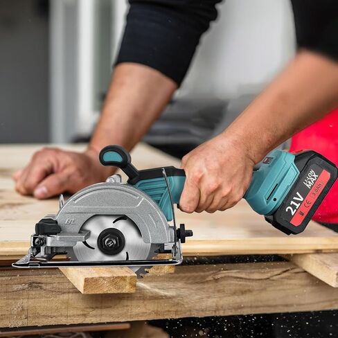 Circular Saw With Battery，Cordless Circular With Graduated Parallel Guides, Max Cut Depth 1-11/16" (0-90°) Adjustment, For Wood, Branches, Compressed Boards, PVC Pipes in Kuwait