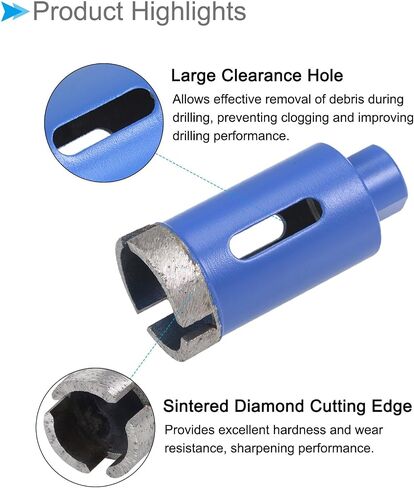 Diamond Core Drill Bit, 22mm Dia, Sintered Tiles Ceramics Stones Marble Concrete Hole Saws Dry or Wet - (Applications: for M10 Angle Grinder), 2-Piece in Saudi Arabia