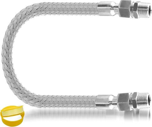 Industrial Grade Compressor Jumper Hose, 1" NPT Male x 20" Length, 750°F, 450 PSI, Flexible Whole Body Stainless Steel Metal Hose with Rotate Freely Fittings and Thread Seal Tapes in Saudi Arabia