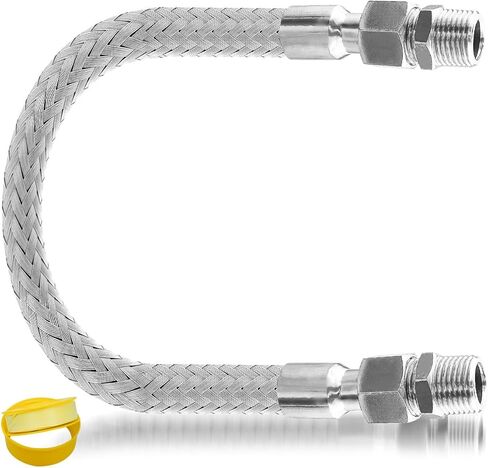 Industrial Grade Compressor Jumper Hose, 1" NPT Male x 20" Length, 750°F, 450 PSI, Flexible Whole Body Stainless Steel Metal Hose with Rotate Freely Fittings and Thread Seal Tapes in Saudi Arabia